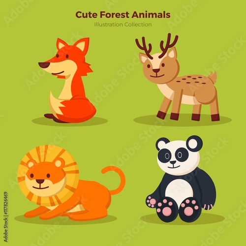 Cute wild animals pack