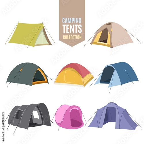 Hand drawn camping tent collection photo