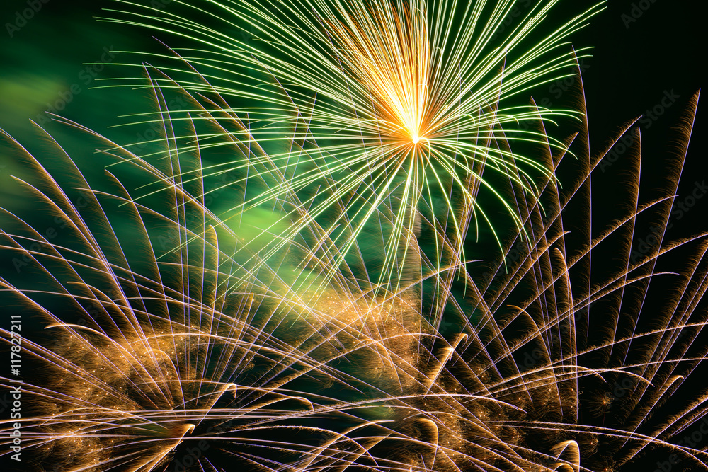 Fototapeta premium Closeup Colourful fire work for background