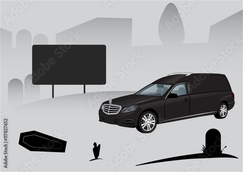 Carro funebre nel cimitero