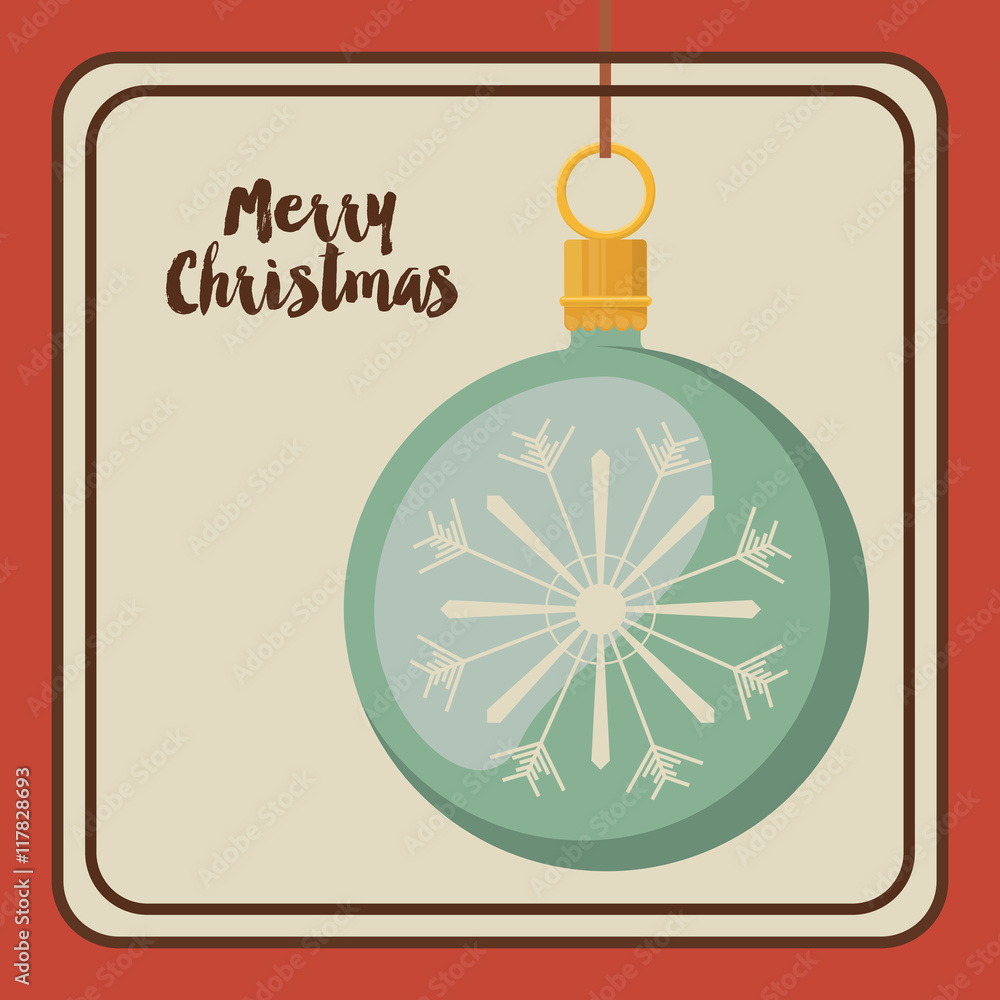 Fototapeta premium happy merry christmas ball hanging icon vector graphic illustration