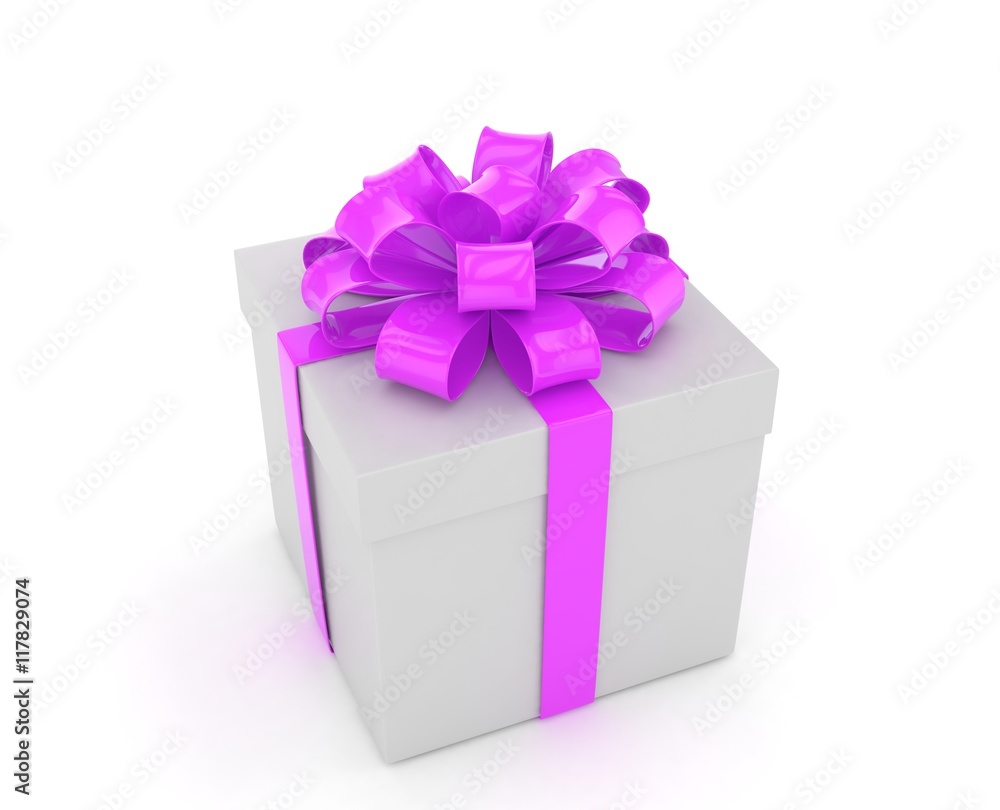 gift box with bows isolated on white. 3d rendering. gift box with bows isolated on white. 3d rendering.