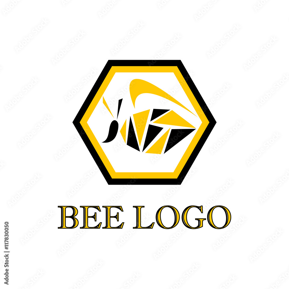 Isolated abstract bee logo with a hexagon on a white background - Eps10 vector graphics and illustration Isolated abstract bee logo with a hexagon on a white background - Eps10 vector graphics and illustration