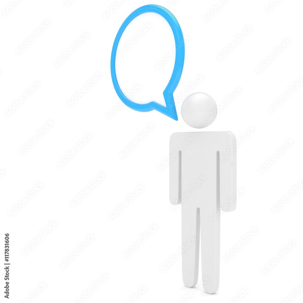 Obraz premium 3d man with talk bubbles isolated over a white background. 3d rendering.