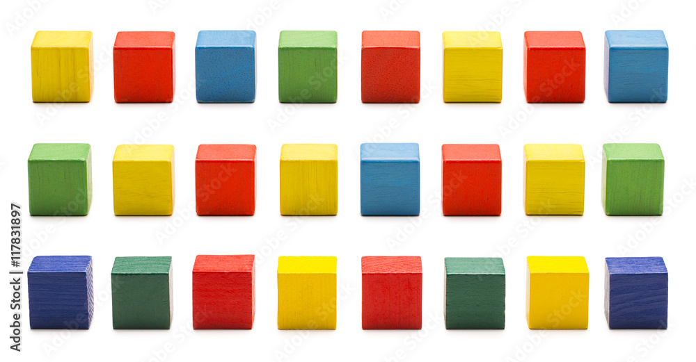 Toy Blocks, Wood Cube Bricks, Multicolor Wooden Cubic, White Toy Blocks, Wood Cube Bricks, Multicolor Wooden Cubic, White