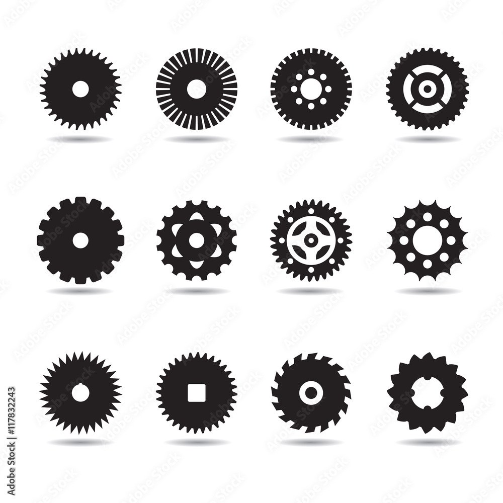 Set of gears. Vector Illustration. Set of gears. Vector Illustration.