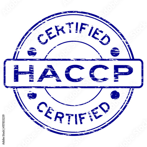 Grunge blue HACCP (Hazard Analysis Critical Control Points) cert photo