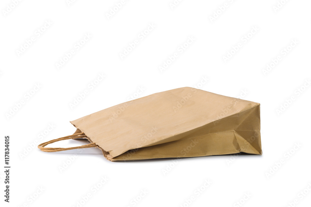 Blank brown paper bag isolated on white background Blank brown paper bag isolated on white background