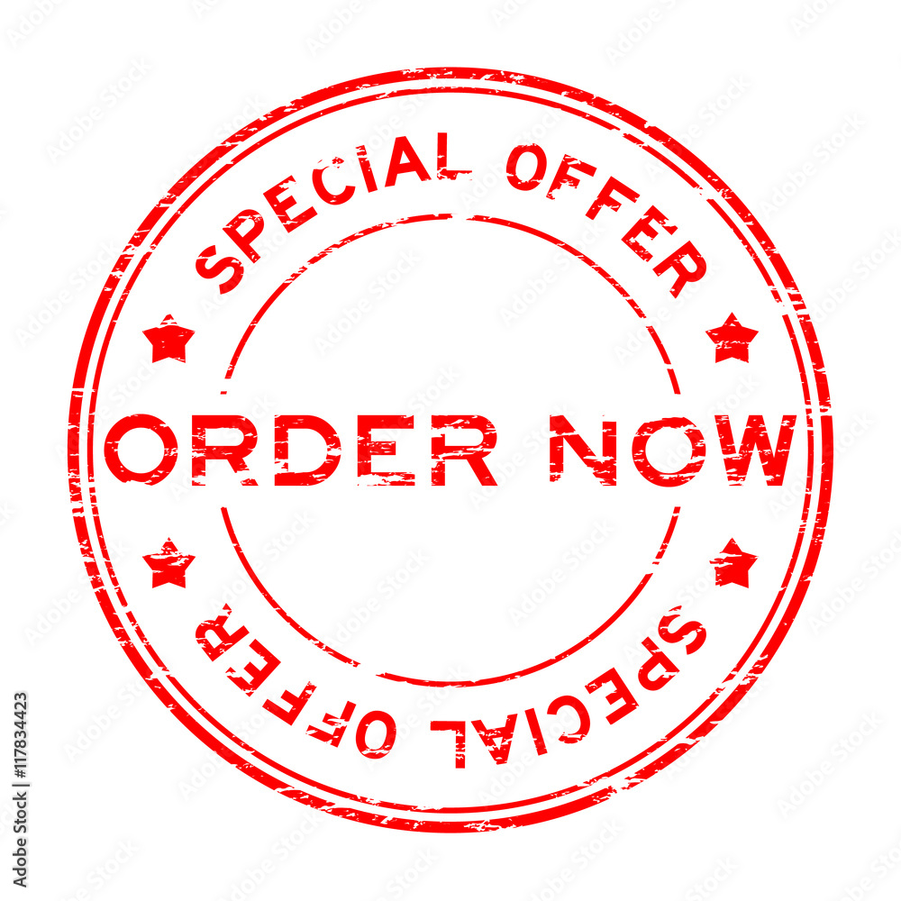 Grunge red order now and special offer rubber stamp Grunge red order now and special offer rubber stamp