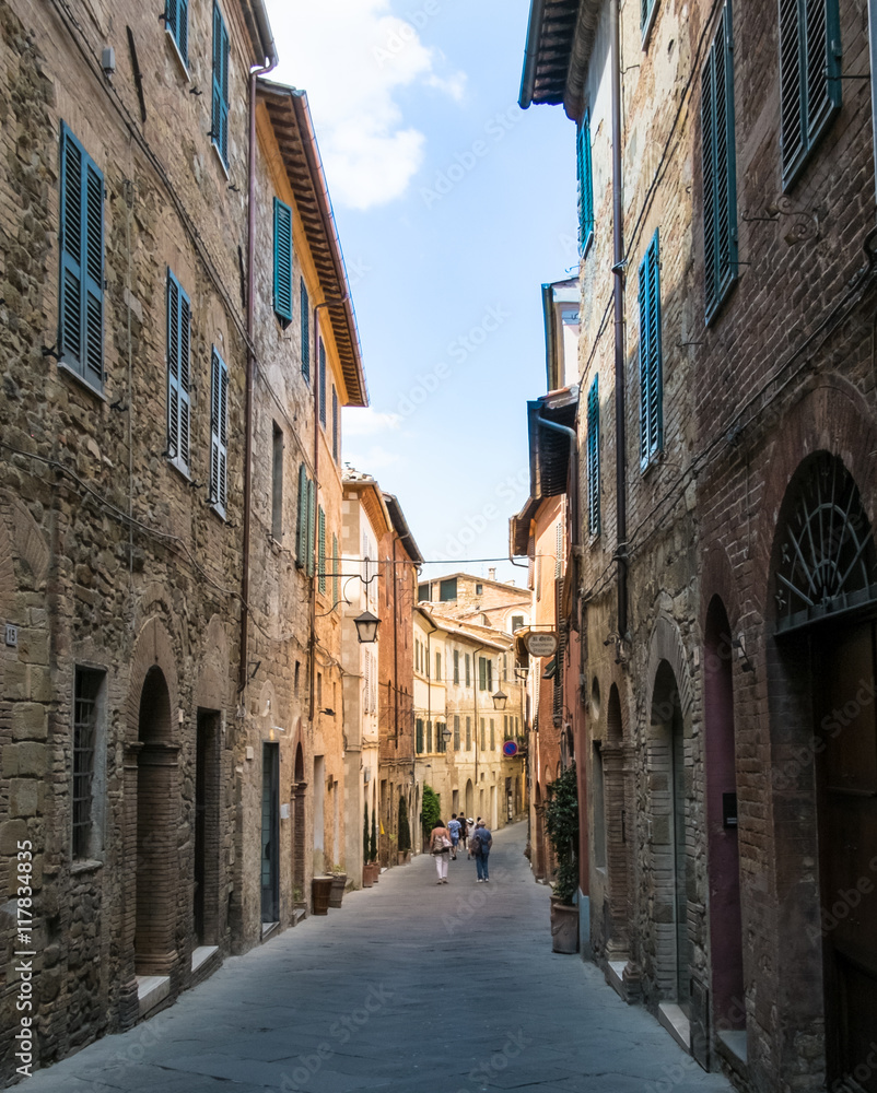 Narrow street in Montalcino, Tuscany