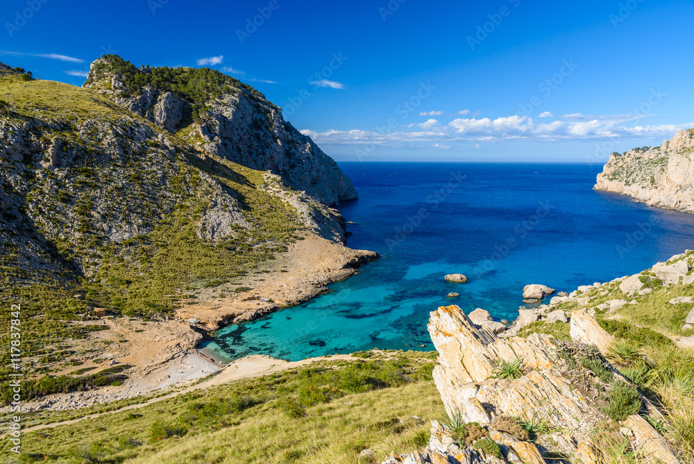 Cala figuera at cap formentor - beautiful coast and beach of Mallorca, Spain