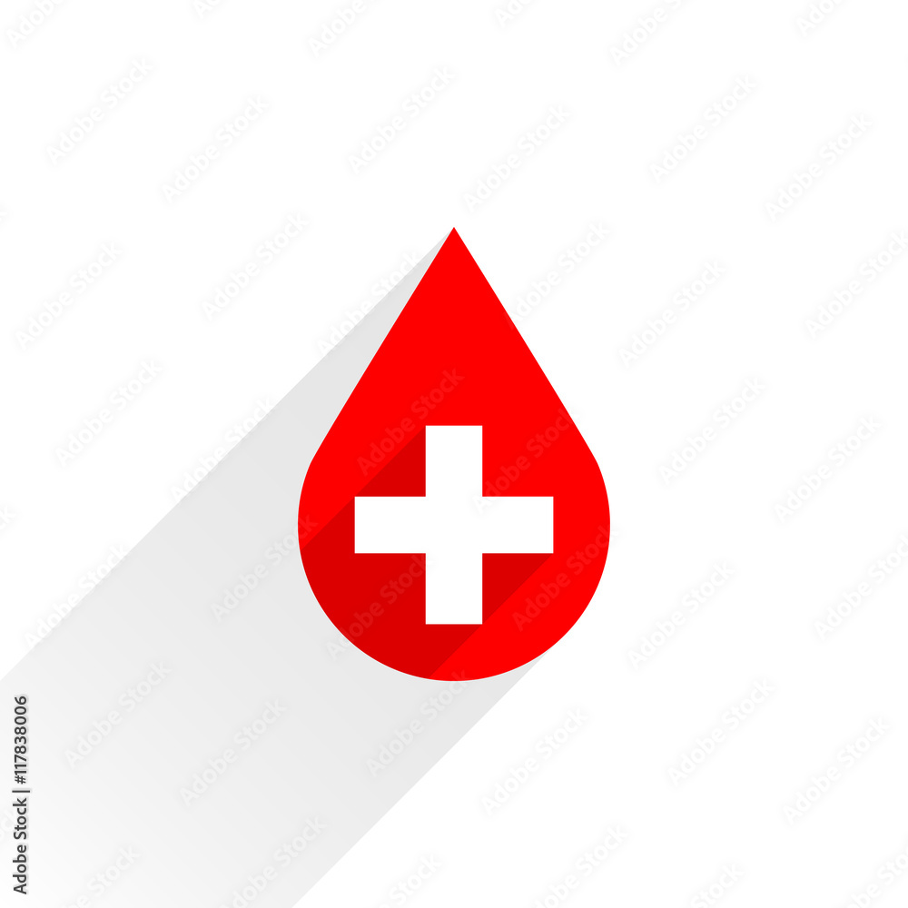 Donate drop blood red sign with cross and shadow Donate drop blood red sign with cross and shadow