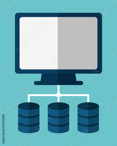 Computer data center web hosting cloud computing icon. Flat and Colorfull illustration. Vector graphic