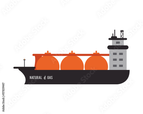 flat design natural gas ship icon vector illustration