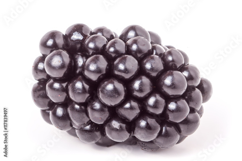 blackberry isolated on white background close-up macro