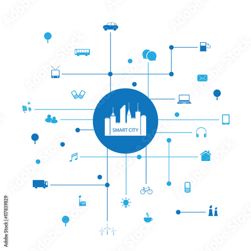 Smart City Design Concept with Icons