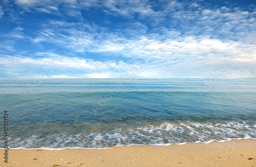 Black sea beach blue sky sand sun daylight © wolfelarry