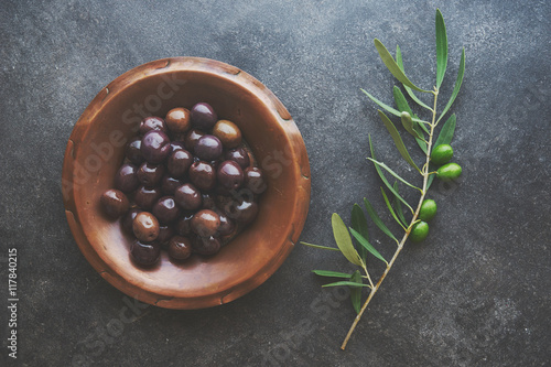 Olives in vintage plate