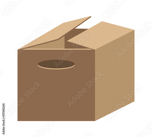 carton box package open delivery shipping logistic icon. Isolated and Brown illustration. Vector graphic