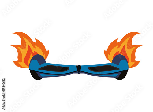 flat design horverboard in flames icon vector illustration