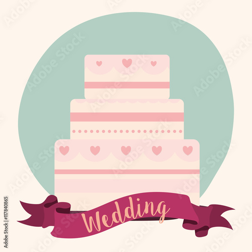 cake ribbon wedding marriage icon. Colorfull and flat illustration. Vector graphic