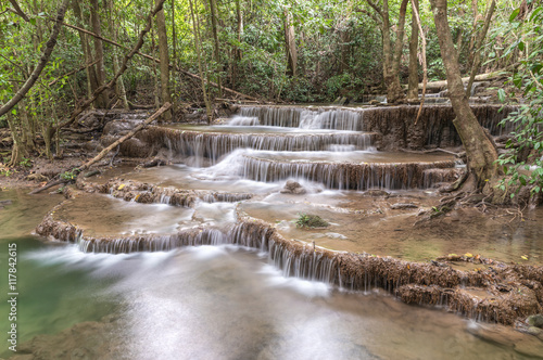 Huai Mae Kamin waterfall Srinakarin Dam in Kanchanaburi, Thailand. © thanet69