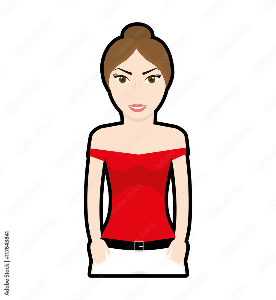 woman girl female avatar brown hair icon. Isolated and flat illustration. Vector graphic woman girl female avatar brown hair icon. Isolated and flat illustration. Vector graphic
