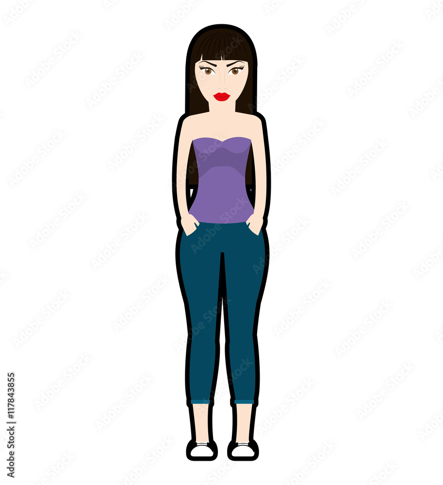 Fototapeta premium woman girl female avatar black hair icon. Isolated and flat illustration. Vector graphic
