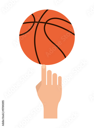flat design basketball ball and hand icon vector illustration © Jemastock