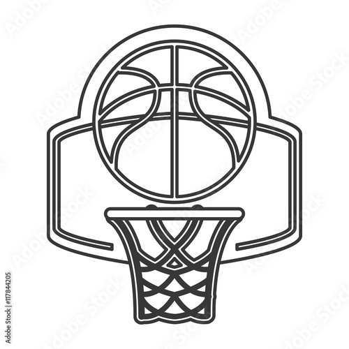 flat design basketball backboard and net icon vector illustration