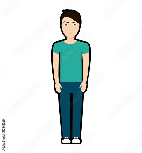 man male avatar person black hair icon. Isolated and flat illustration. Vector graphic