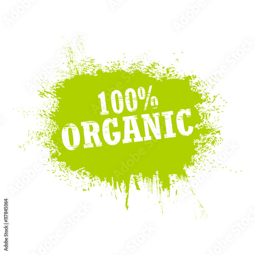 100% organic tag isolated on a white background. Grunge. Vector Illustration