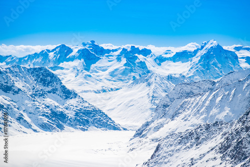 Snow mountains view at Jungfrau viewpoint, Switzerland