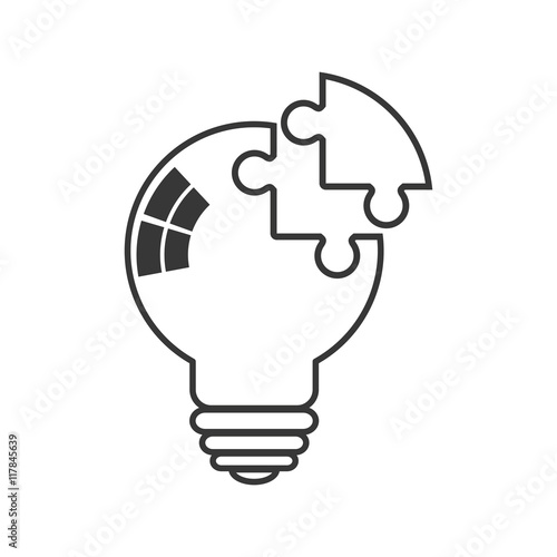 light bulb puzzle big idea creativity icon. Isolated and flat illustration. Vector graphic