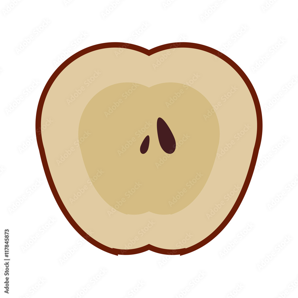 Fototapeta premium flat design apple half icon vector illustration