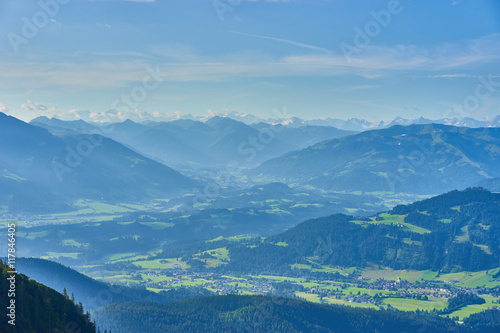 beautiful valleys in the mountains of Austria   Amazing view off the Wilder Kaiser - a hiking area in Europe