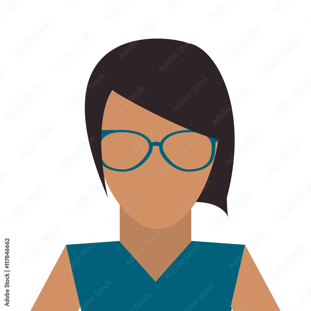 flat design faceless woman with glasses icon vector illustration flat design faceless woman with glasses icon vector illustration