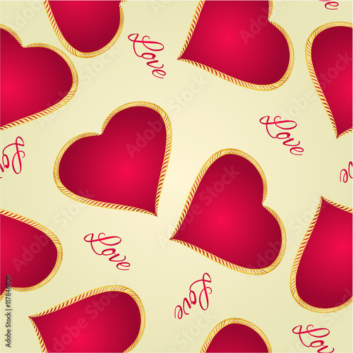 Seamless texture Happy Valentine day  gilded heart vector illustration