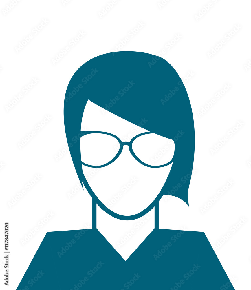 flat design faceless woman with glasses icon vector illustration