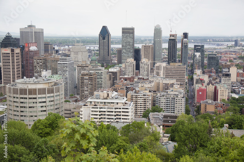 View of downtown Montreal from the top of Mont Royal Park. © nickjene