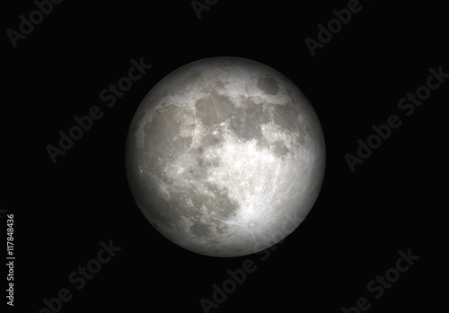 Luna llena, tridimensional, fondo negro, cielo