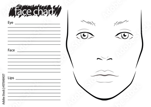 Face chart Makeup Artist Blank. Template. Vector illustration.