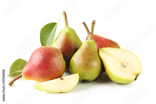 Ripe pears isolated on a white