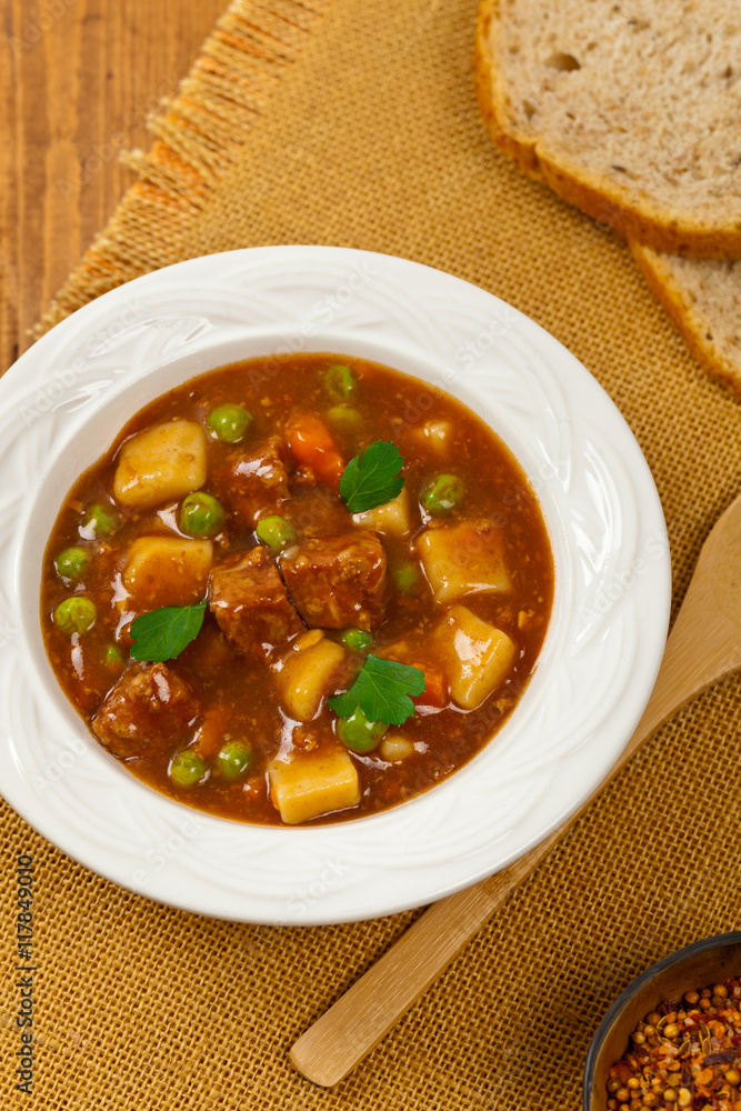 Homemade Slow Cooker Beef Stew. Selective focus. Homemade Slow Cooker Beef Stew. Selective focus.