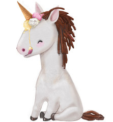 Wandcirkels Eenhoorn Lieve kleine pony illustratie  © cofeee