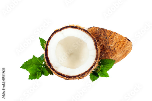 Coconut Isolated on White. Selective focus.