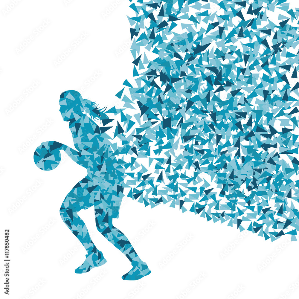 Fototapeta premium Basketball player woman silhouette vector abstract background il