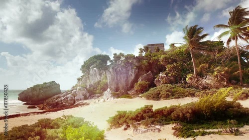 unique mayan ruins at tulum mexico photo