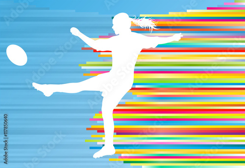 Rugby woman player active sport silhouette abstract background v