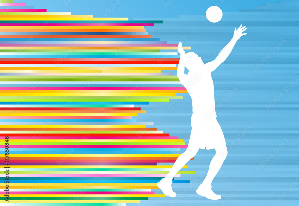 Volleyball player man silhouette abstract vector background